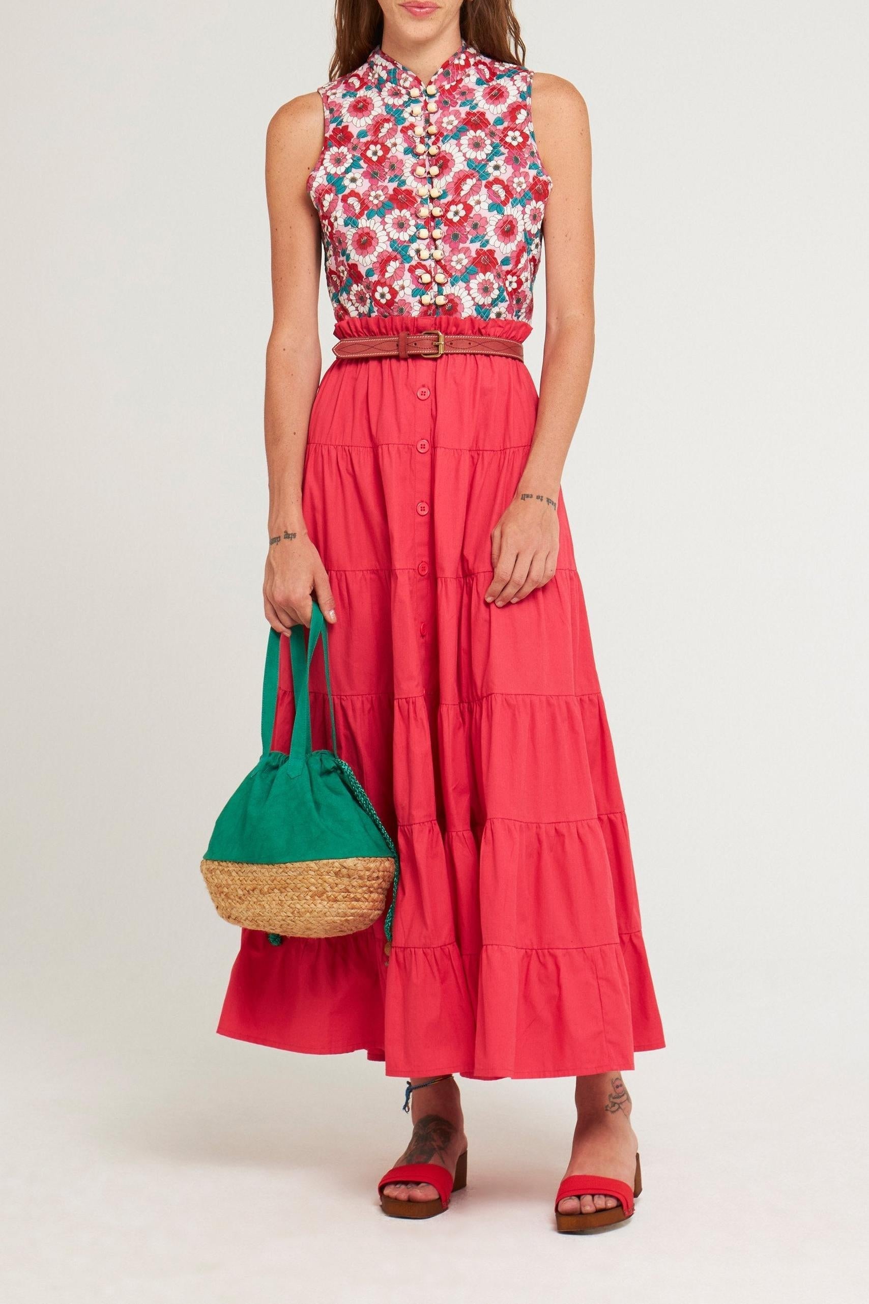Veste sans manches imprimée Blossom rouge