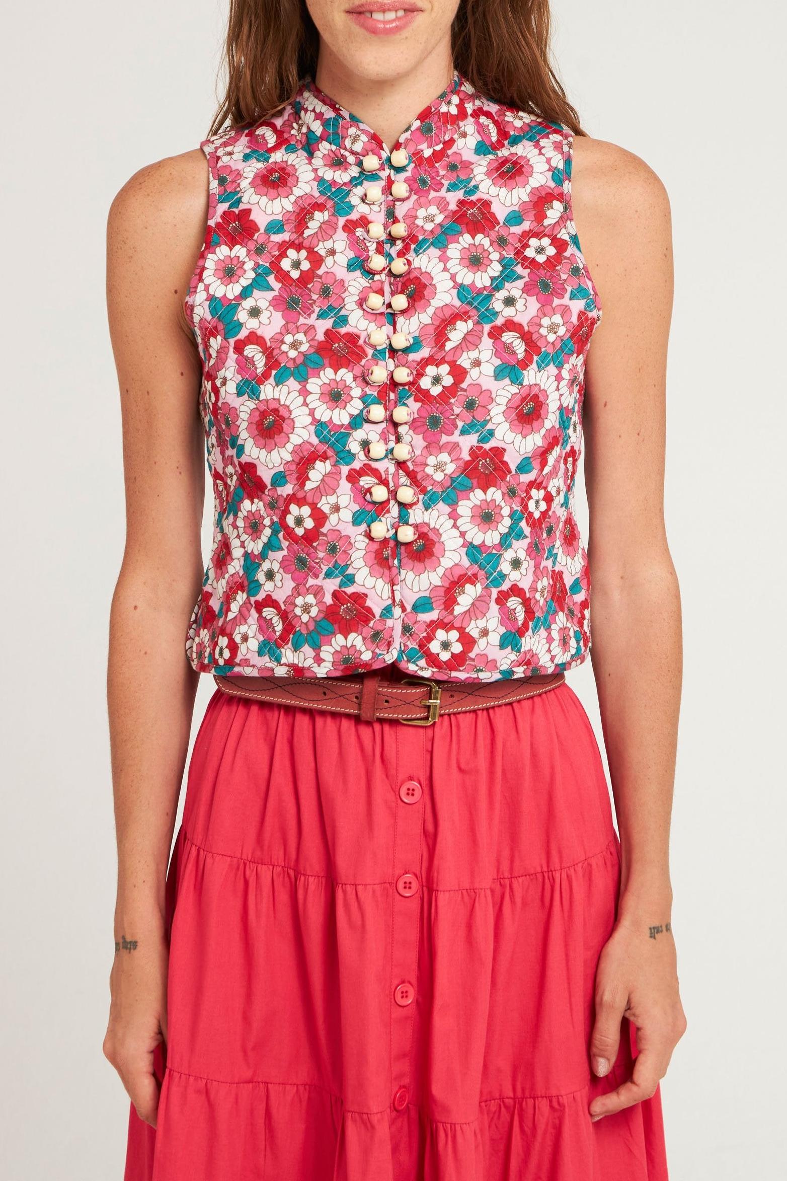 Veste sans manches imprimée Blossom rouge