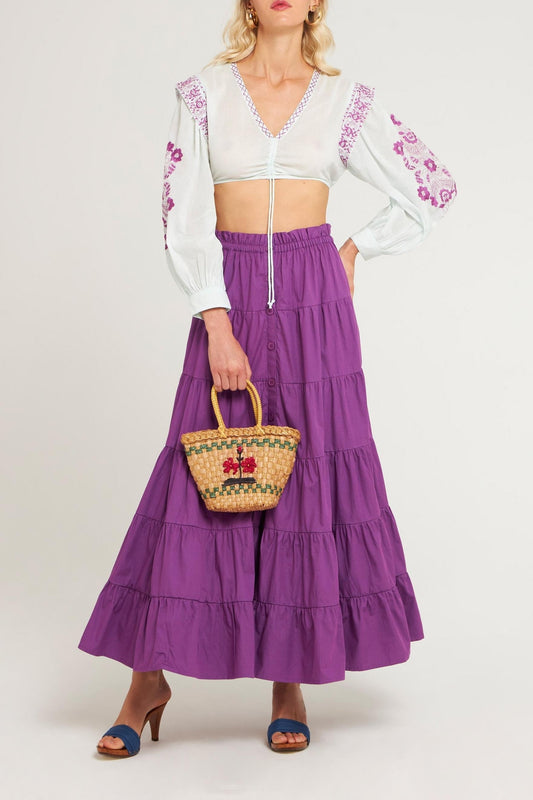 Crop top brodé Alani aqua