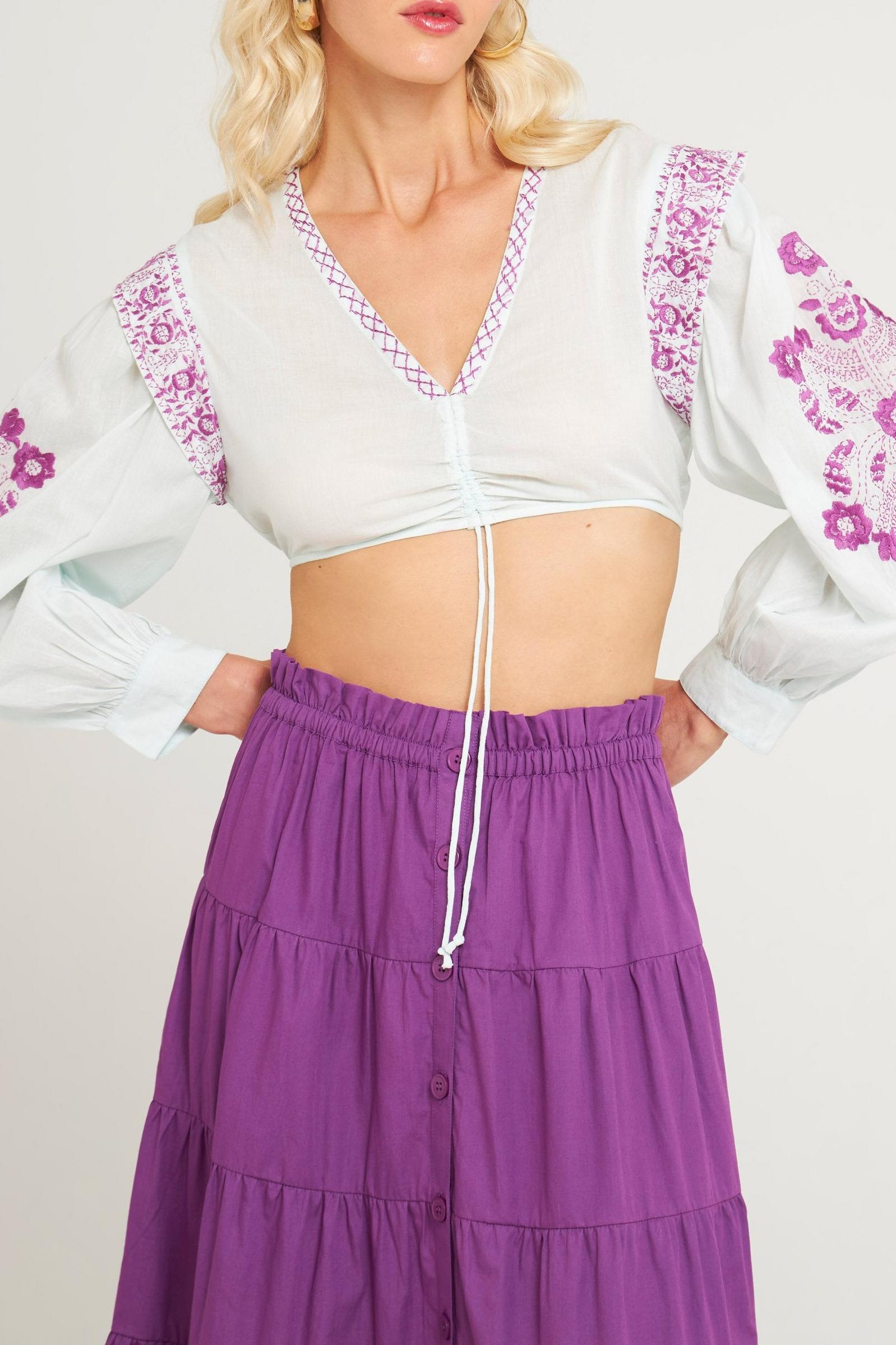 Crop top brodé Alani aqua