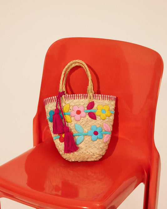Bolso tote pequeño de paja Yolande
