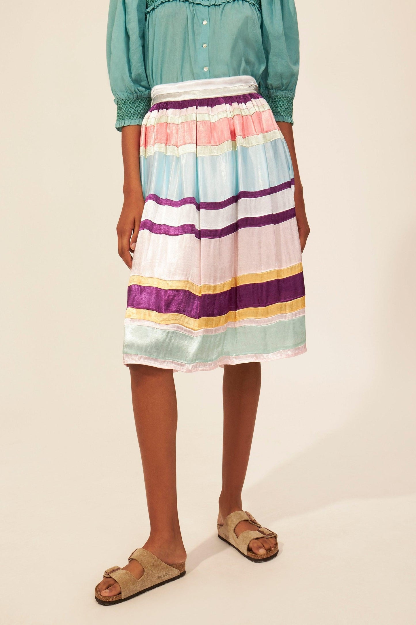 Amaya striped midi skirt