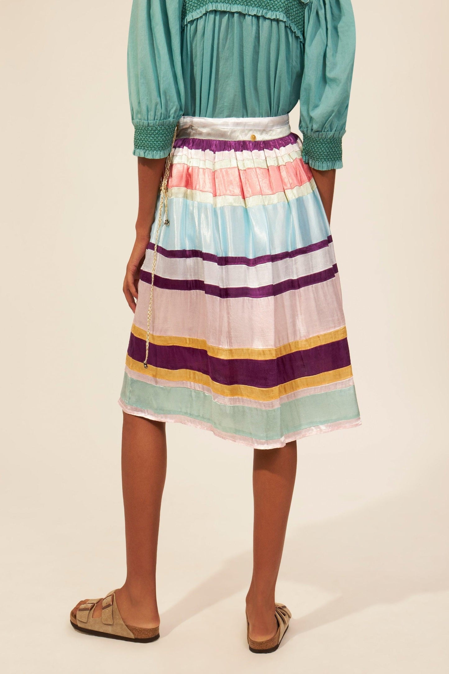Amaya striped midi skirt