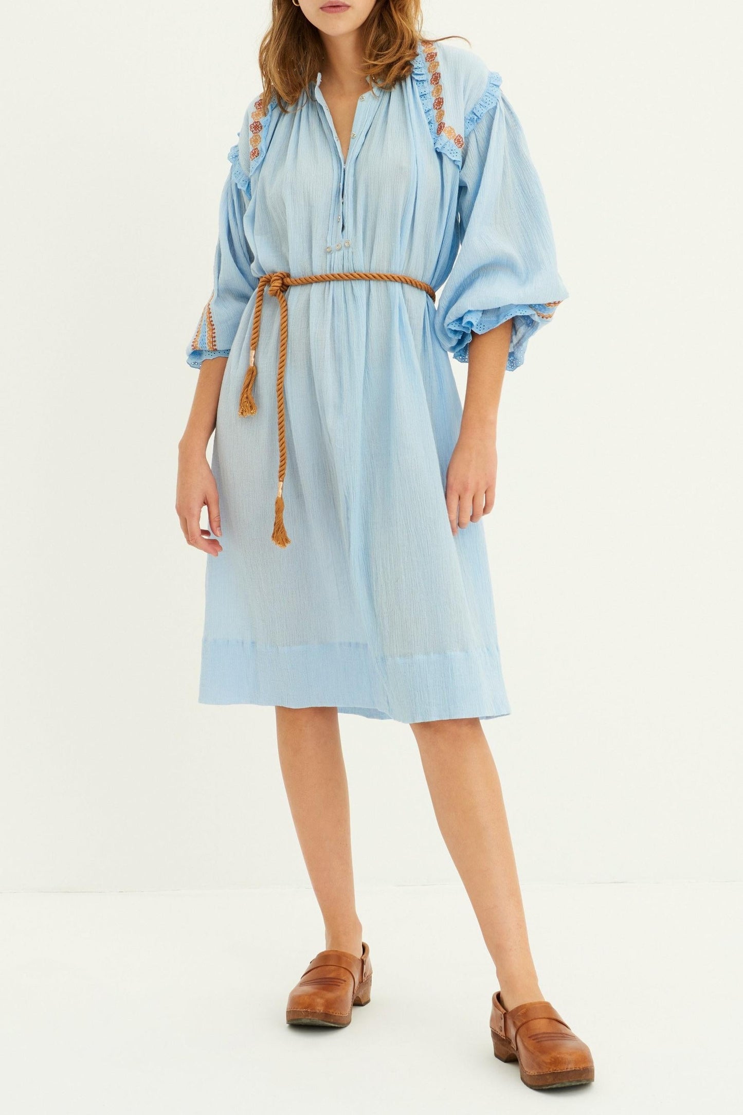 Vestido bordado Pietro - Azul