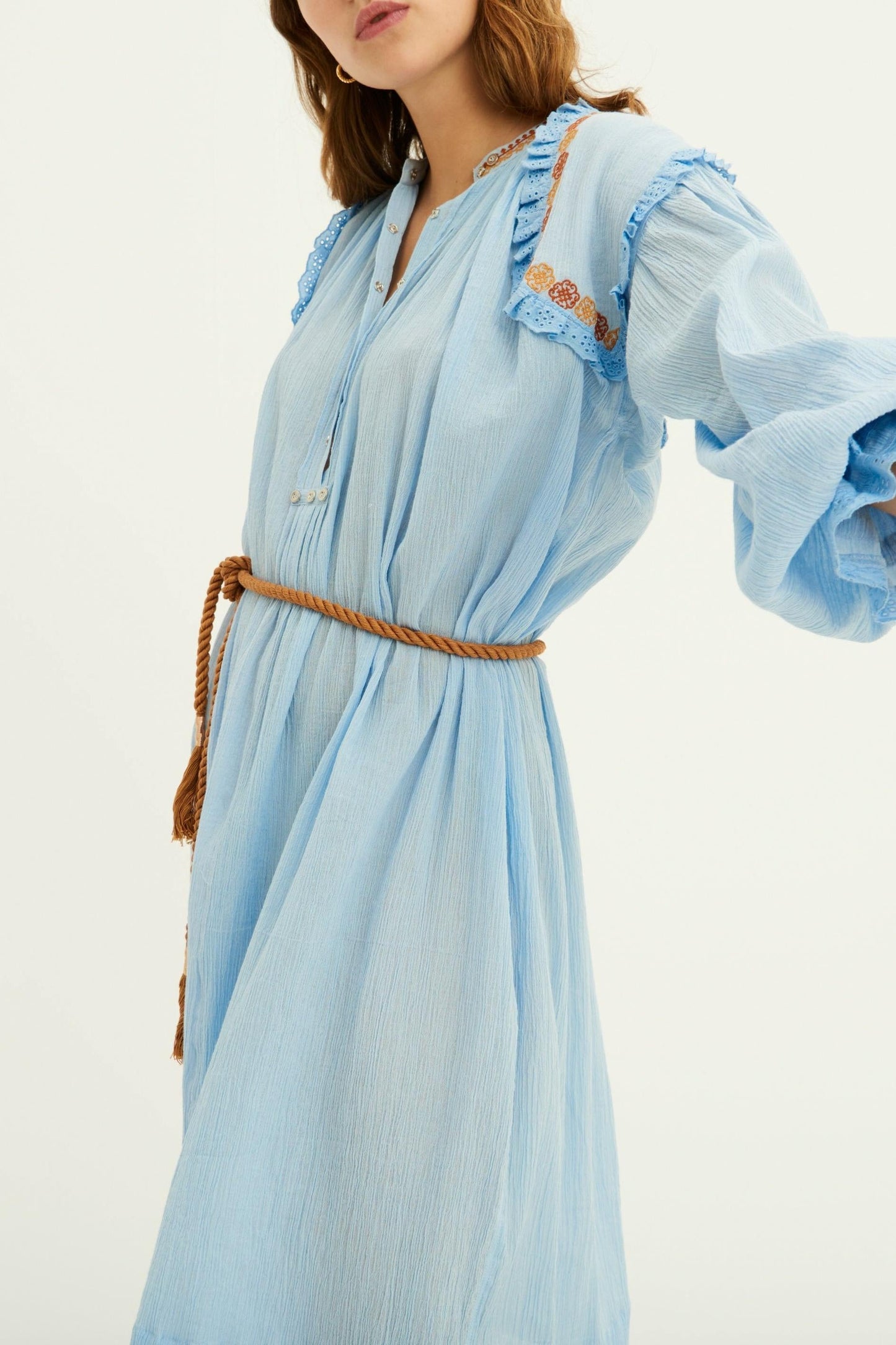 Vestido bordado Pietro - Azul