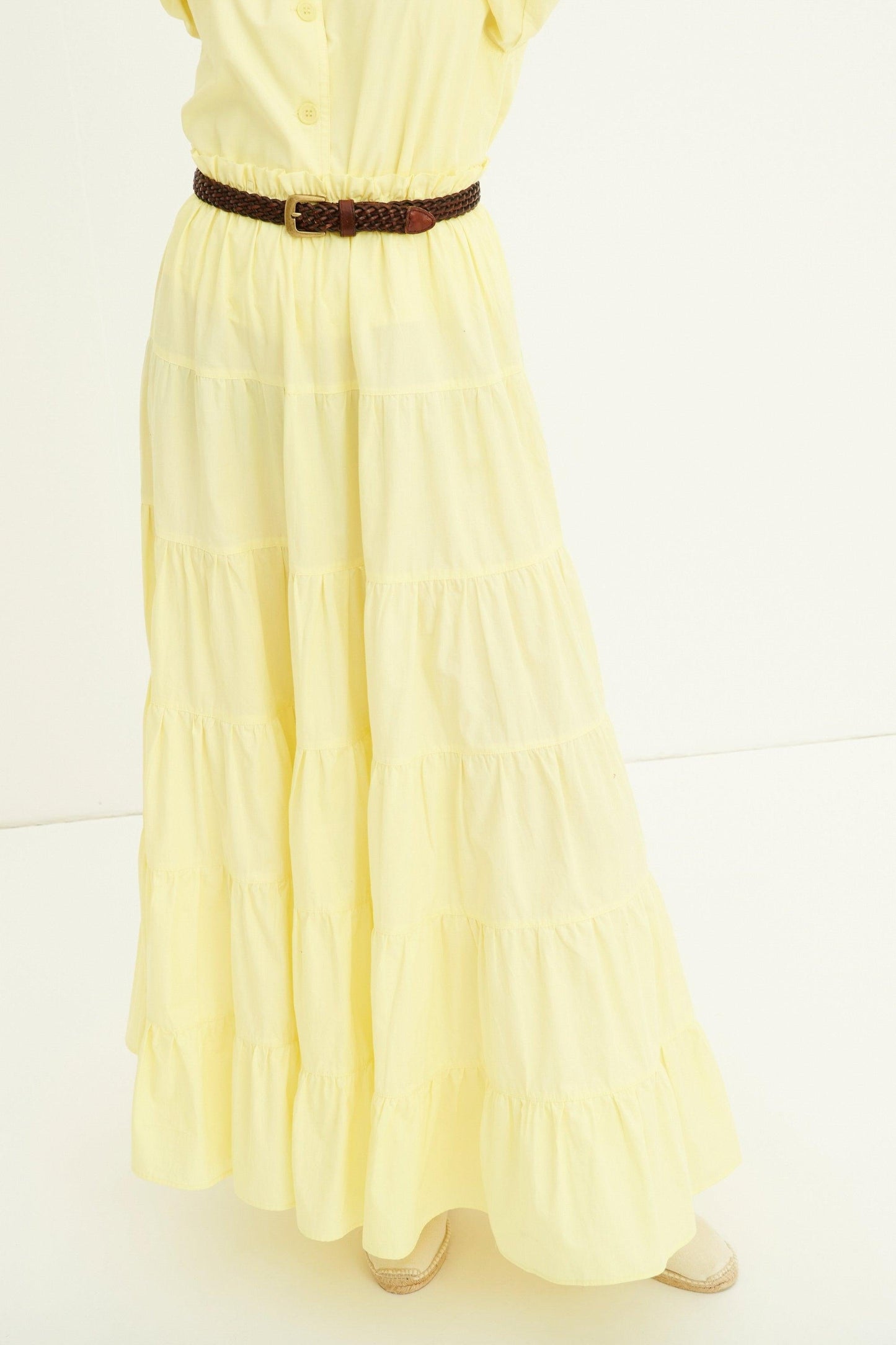 Kala Ruffled Maxi Skirt - Pastel Yellow