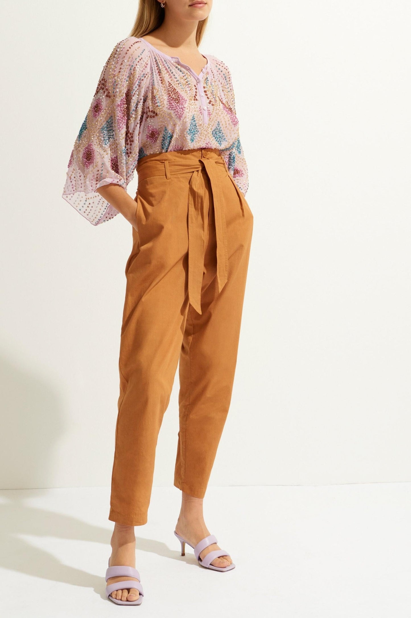 Kala Poplin Carrot Pant - Ocher