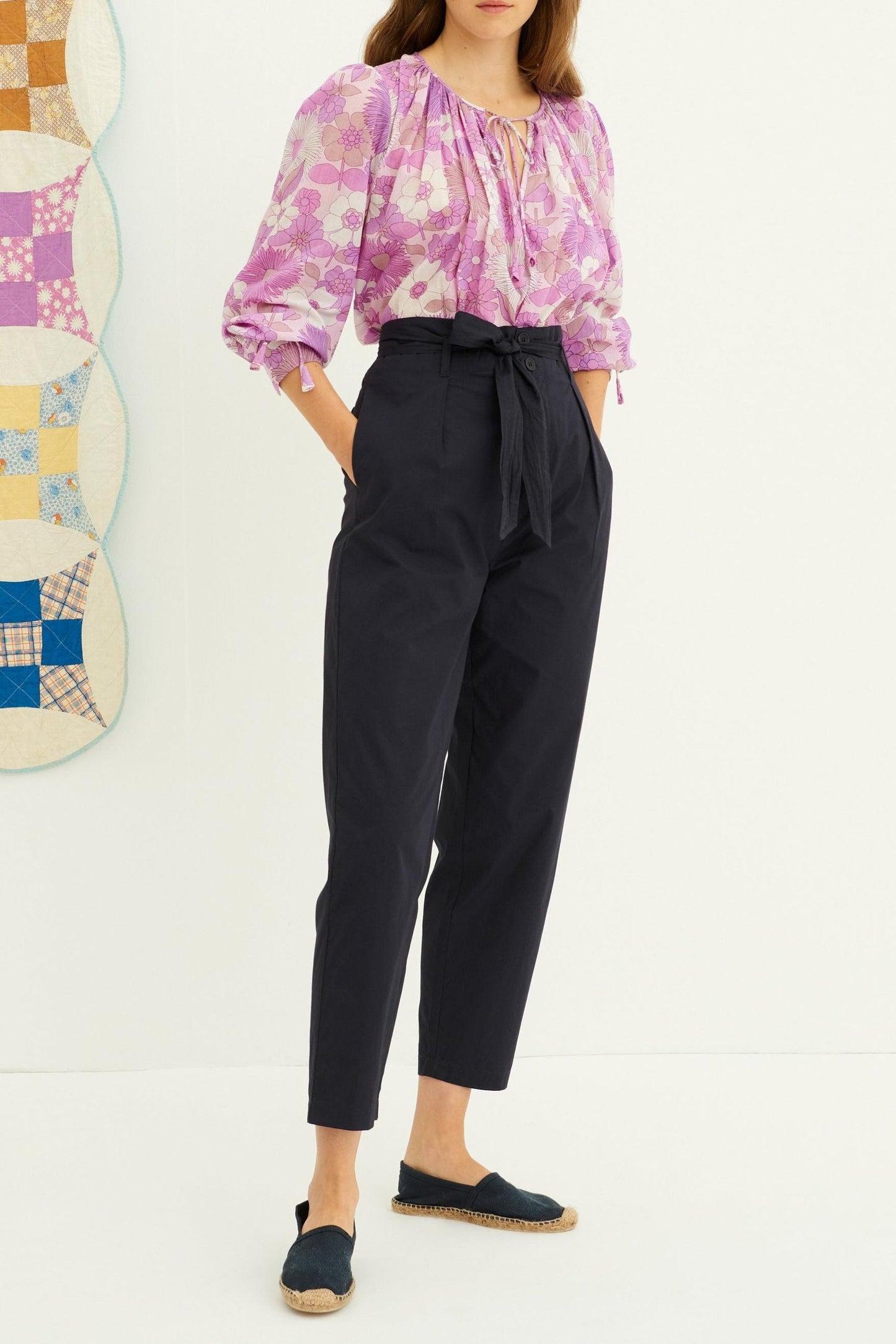 Kala Poplin Carrot Pant - Navy Blue