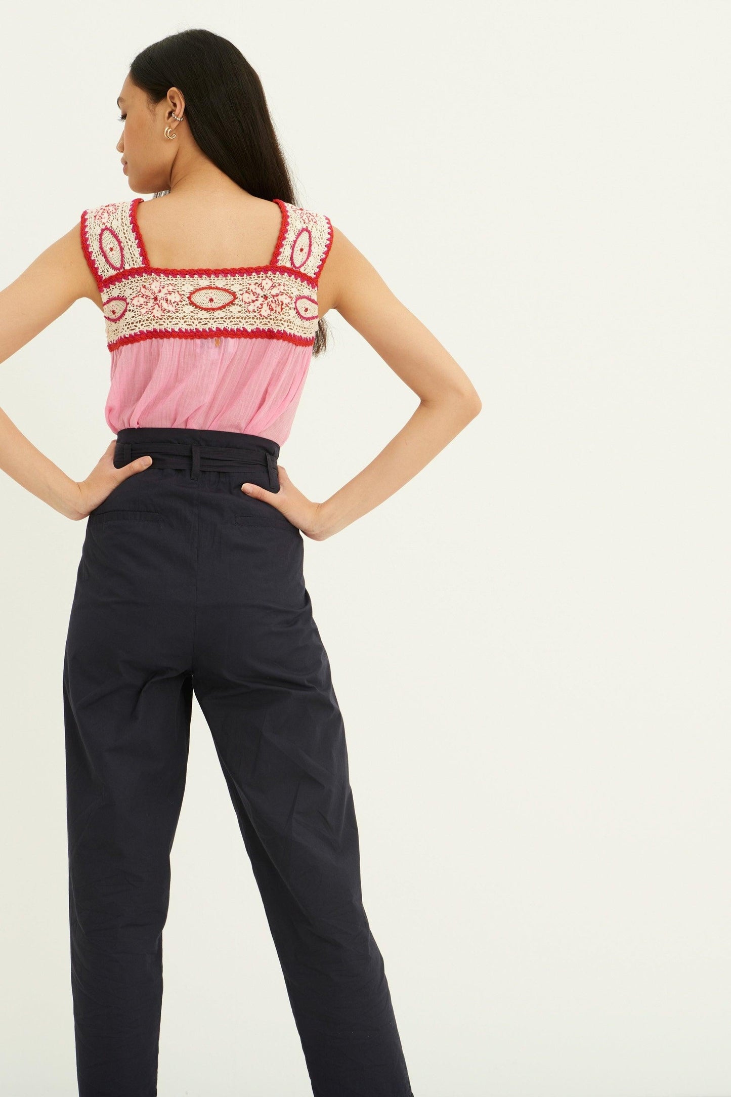Kala Poplin Carrot Pant - Navy Blue