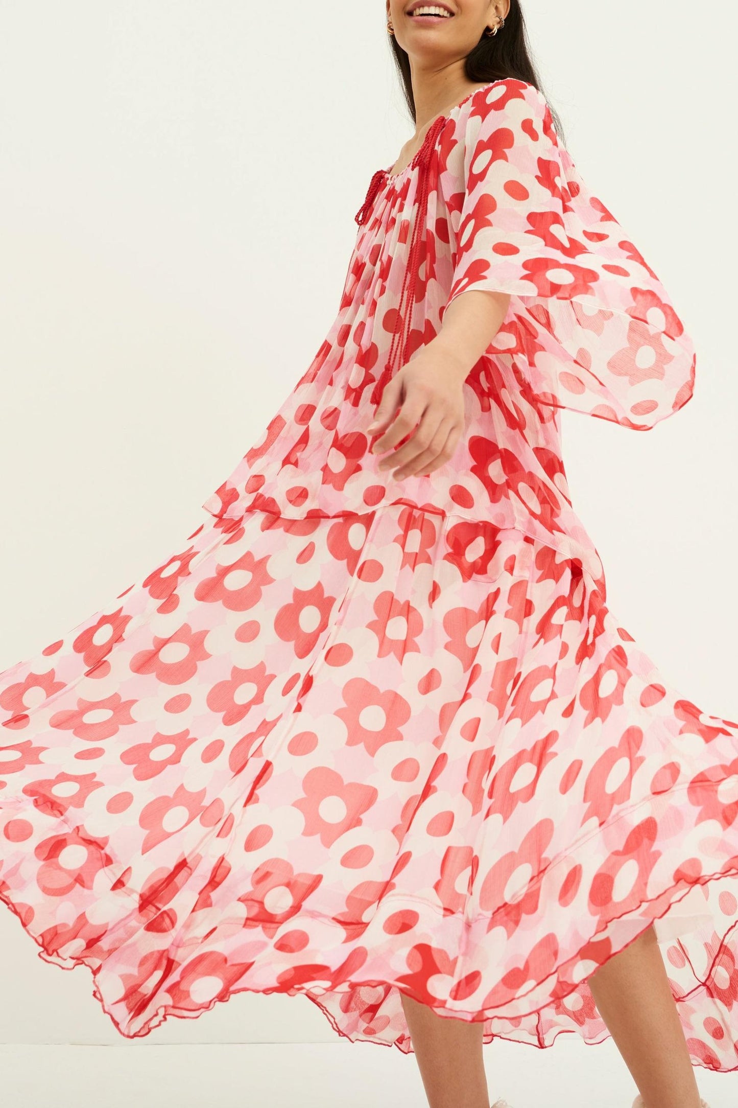 Falda midi fluida Jucy - Roja