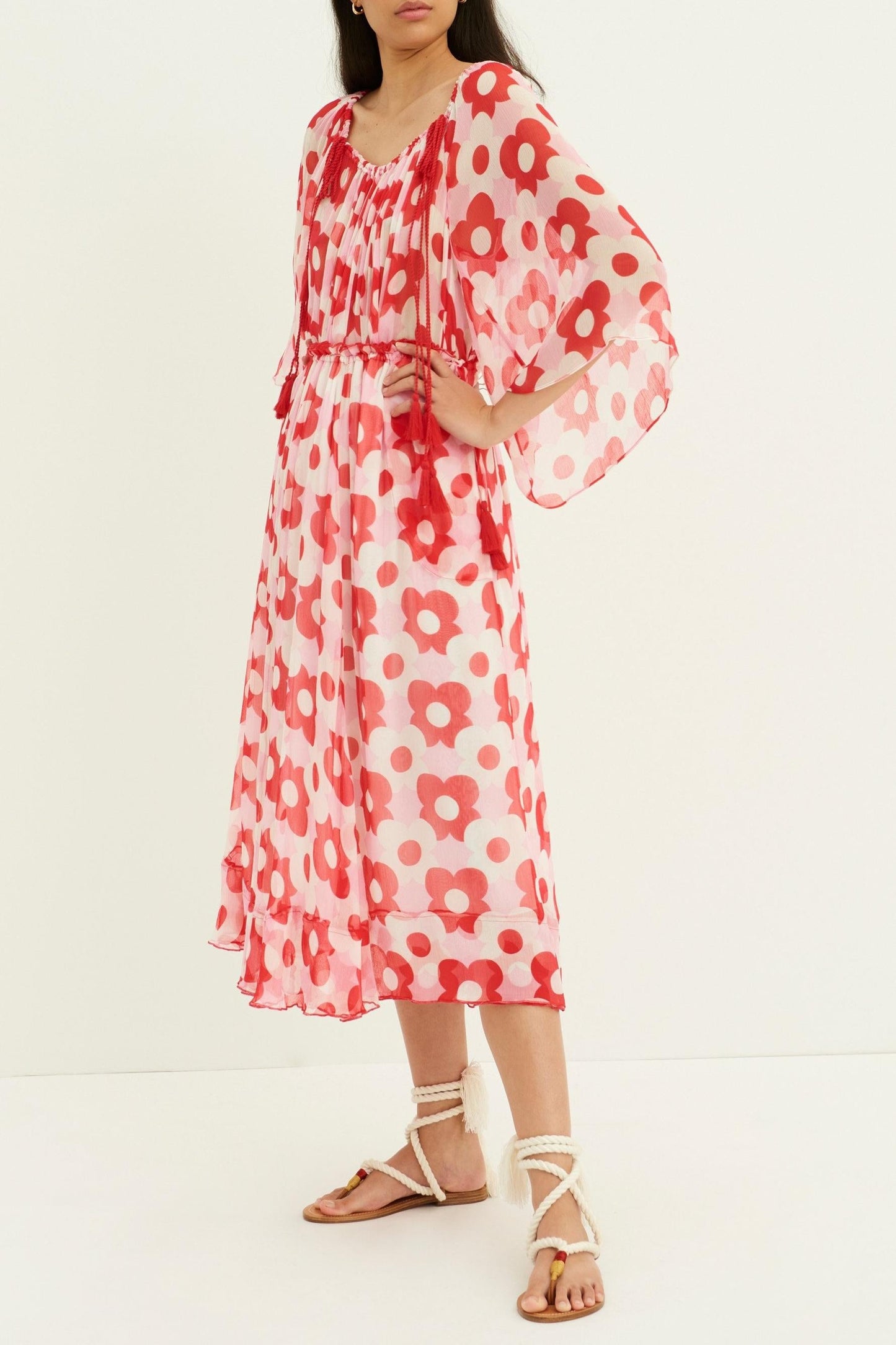 Falda midi fluida Jucy - Roja