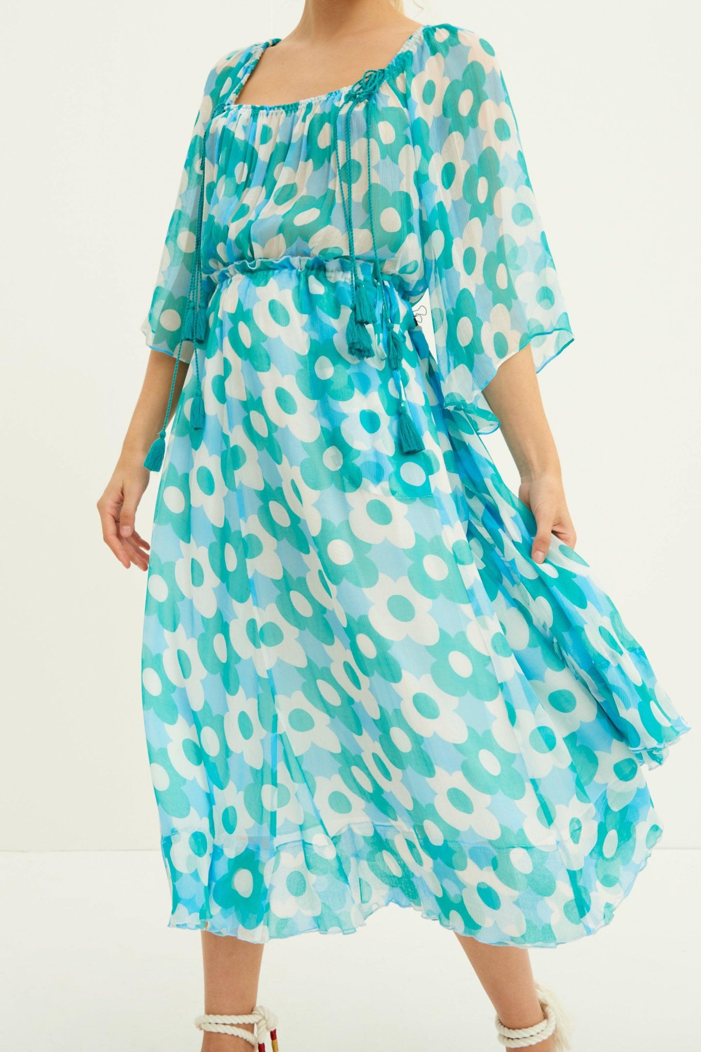 Falda midi fluida Jucy - Azul