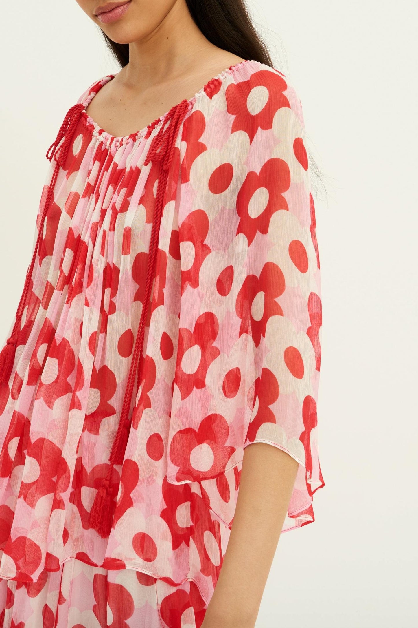 Jucy Flowing Sheer Blouse - Red