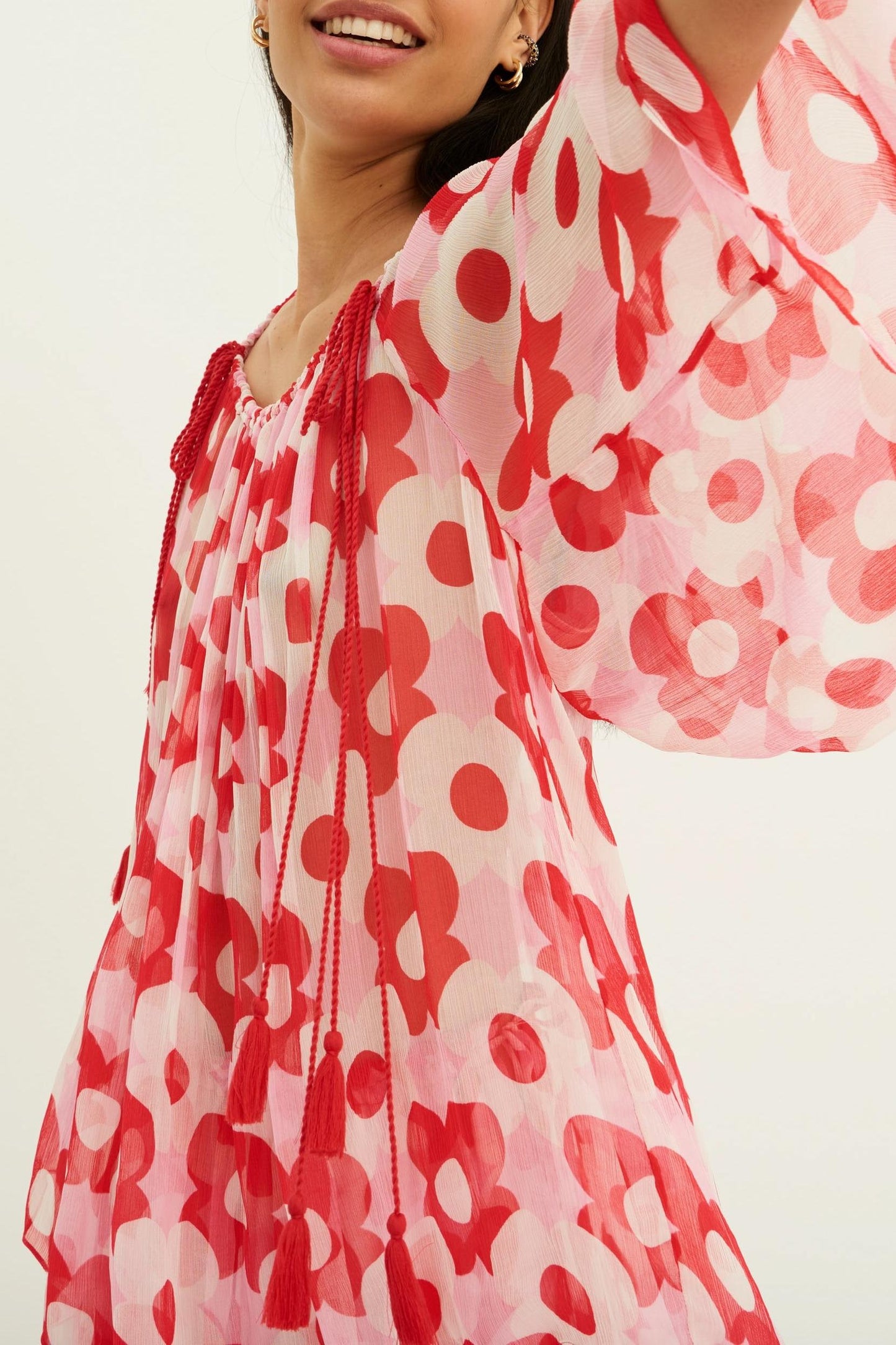 Jucy Flowing Sheer Blouse - Red