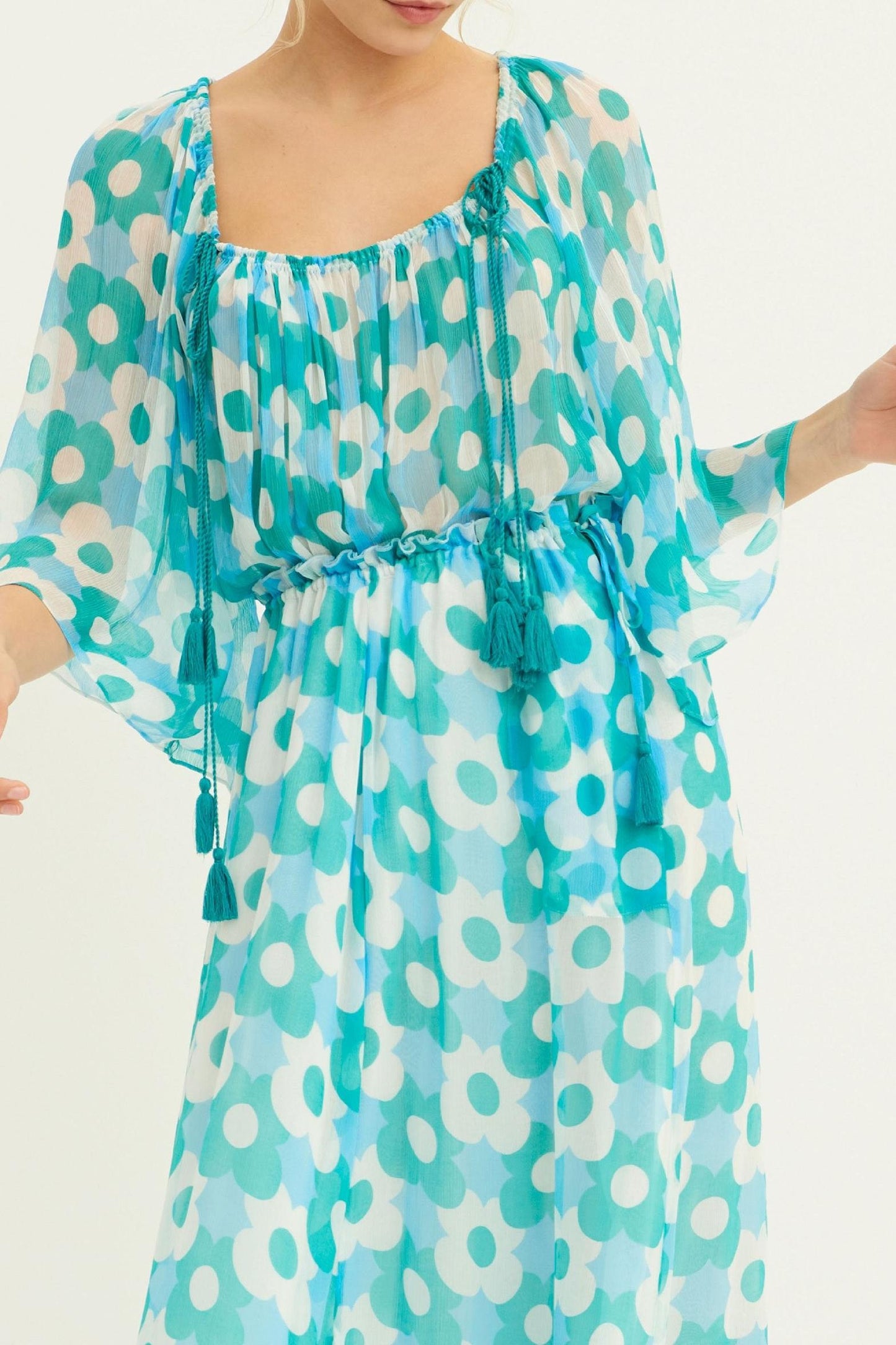 Blusa transparente Jucy Flowing - Azul