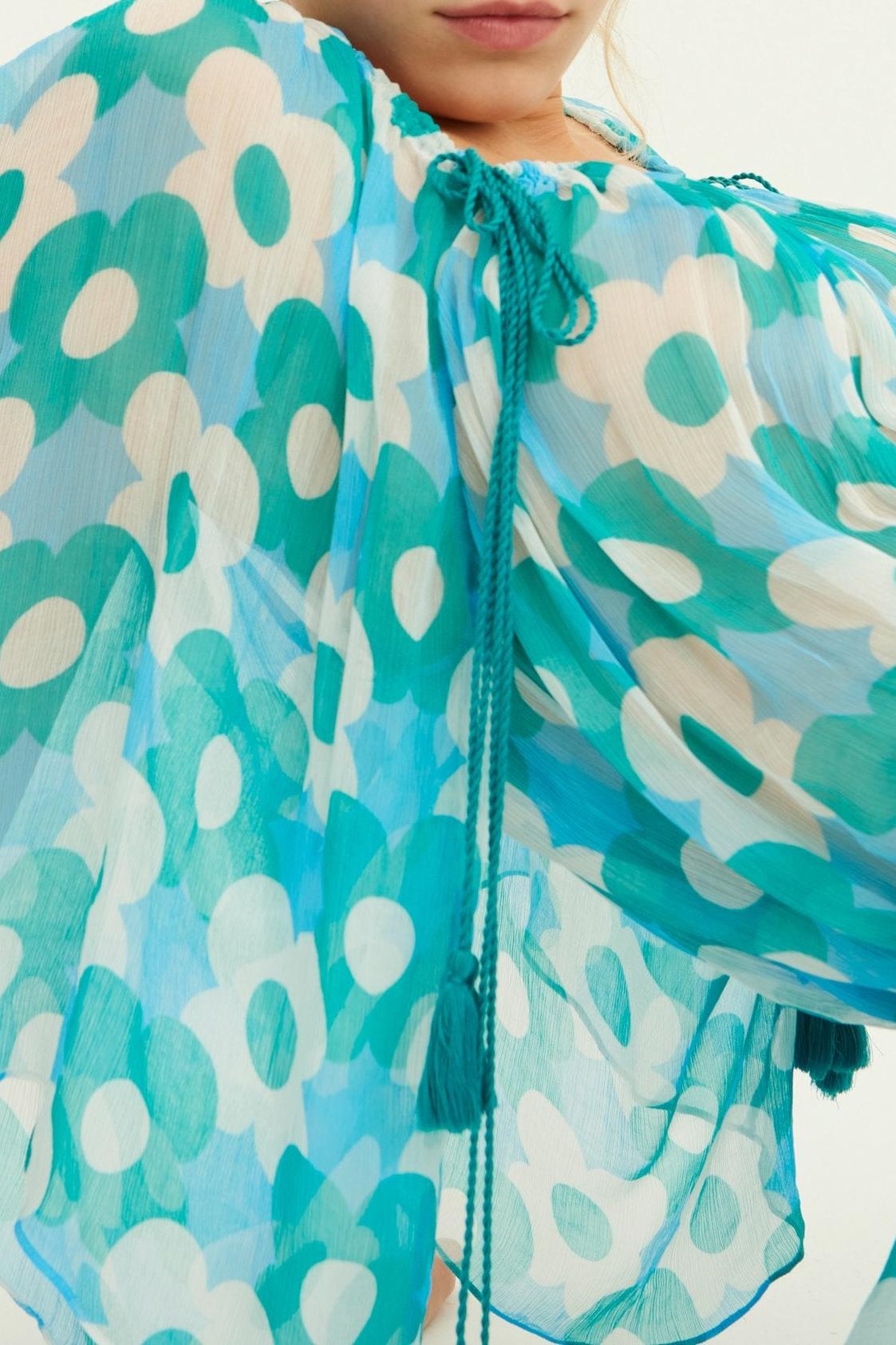 Blusa transparente Jucy Flowing - Azul