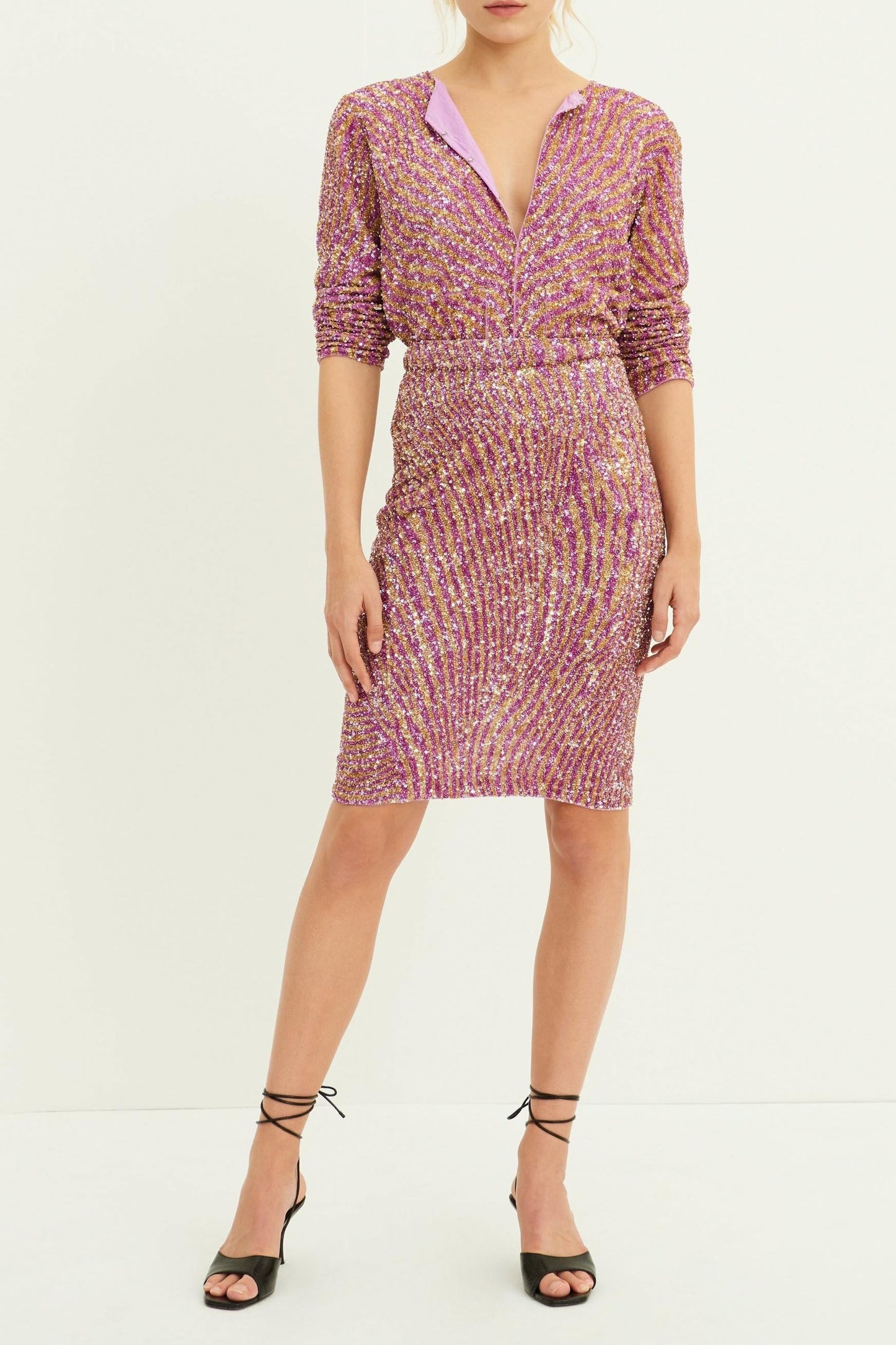 Jeanne Embroidered Sequin Skirt - Lilac