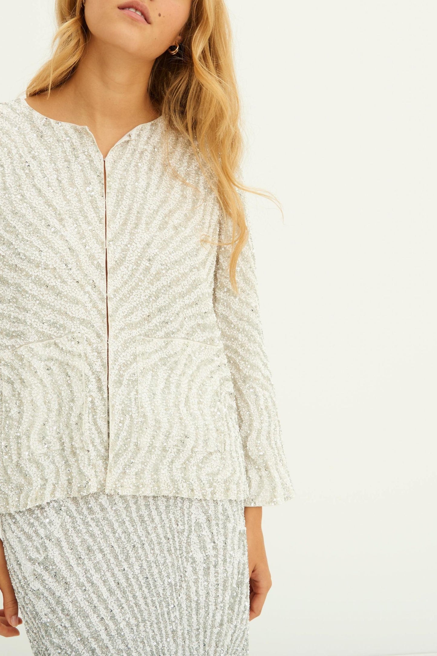 Jeanne Embroidered Sequin Jacket - White