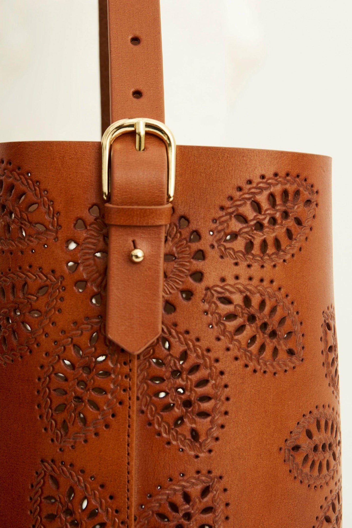 Janis Embossed Leather Bucket Bag