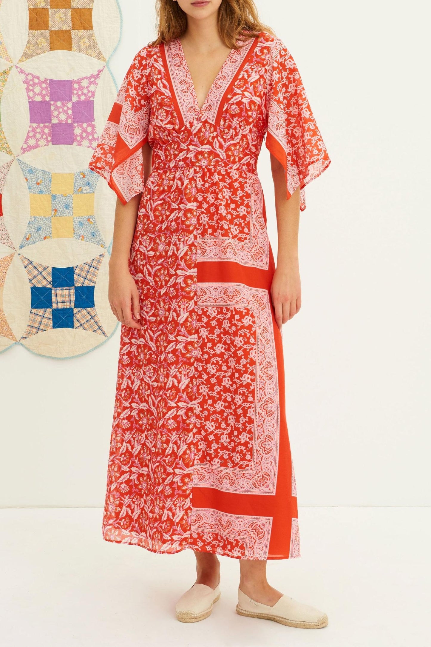 Iloni Printed Silk Maxi Dress - Red