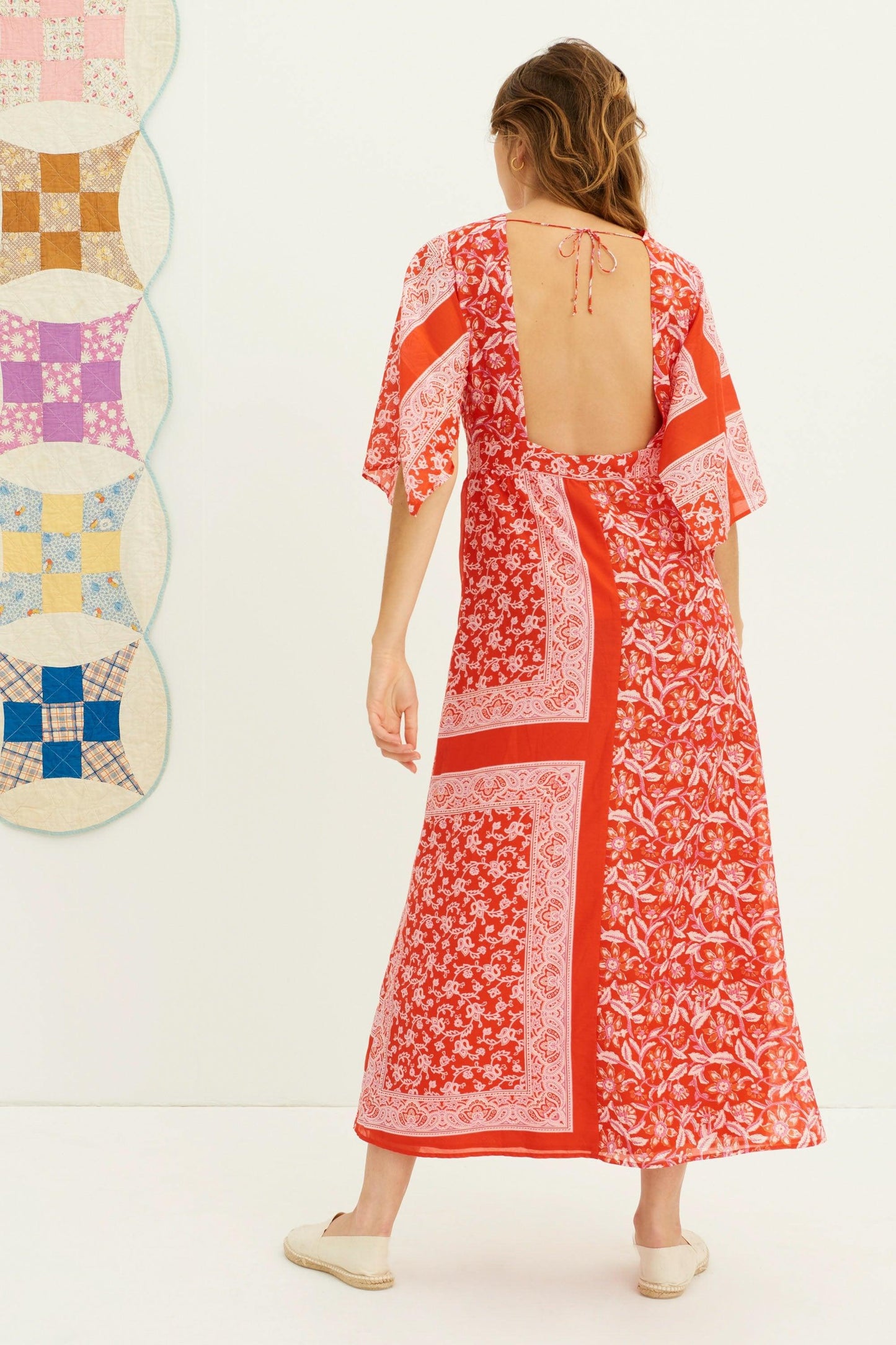 Iloni Printed Silk Maxi Dress - Red