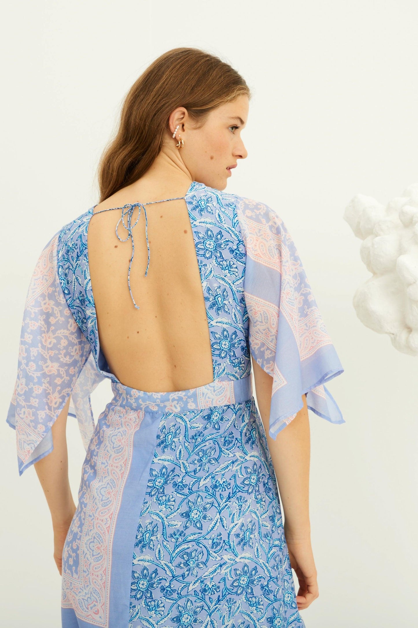 Iloni Printed Silk Maxi Dress - Blue