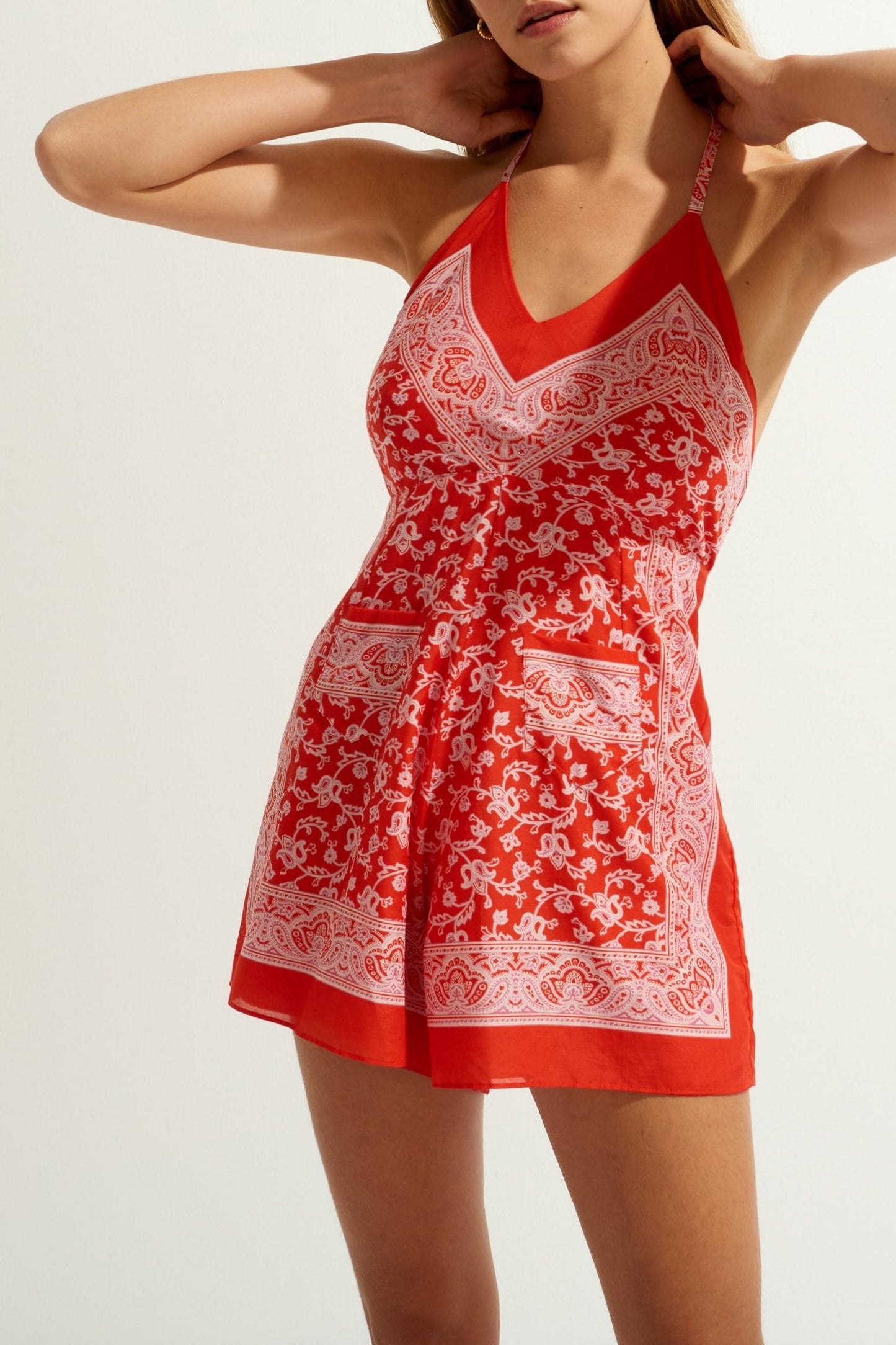 Iloni Printed Silk Jumpsuit - Red