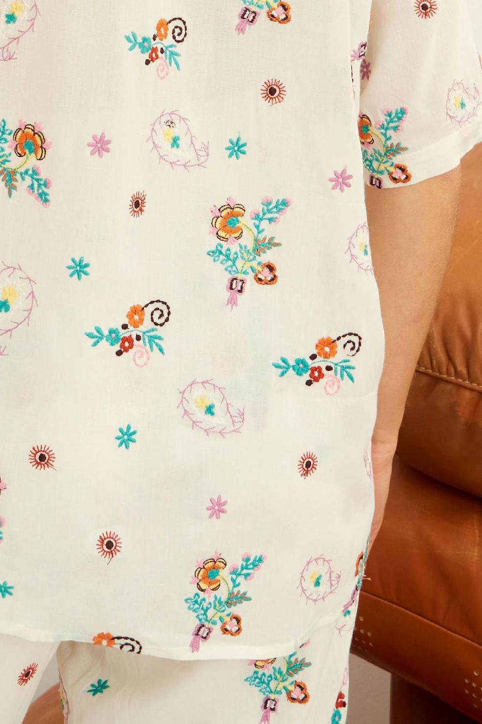 Camisa fluida bordada Houla - Blanca