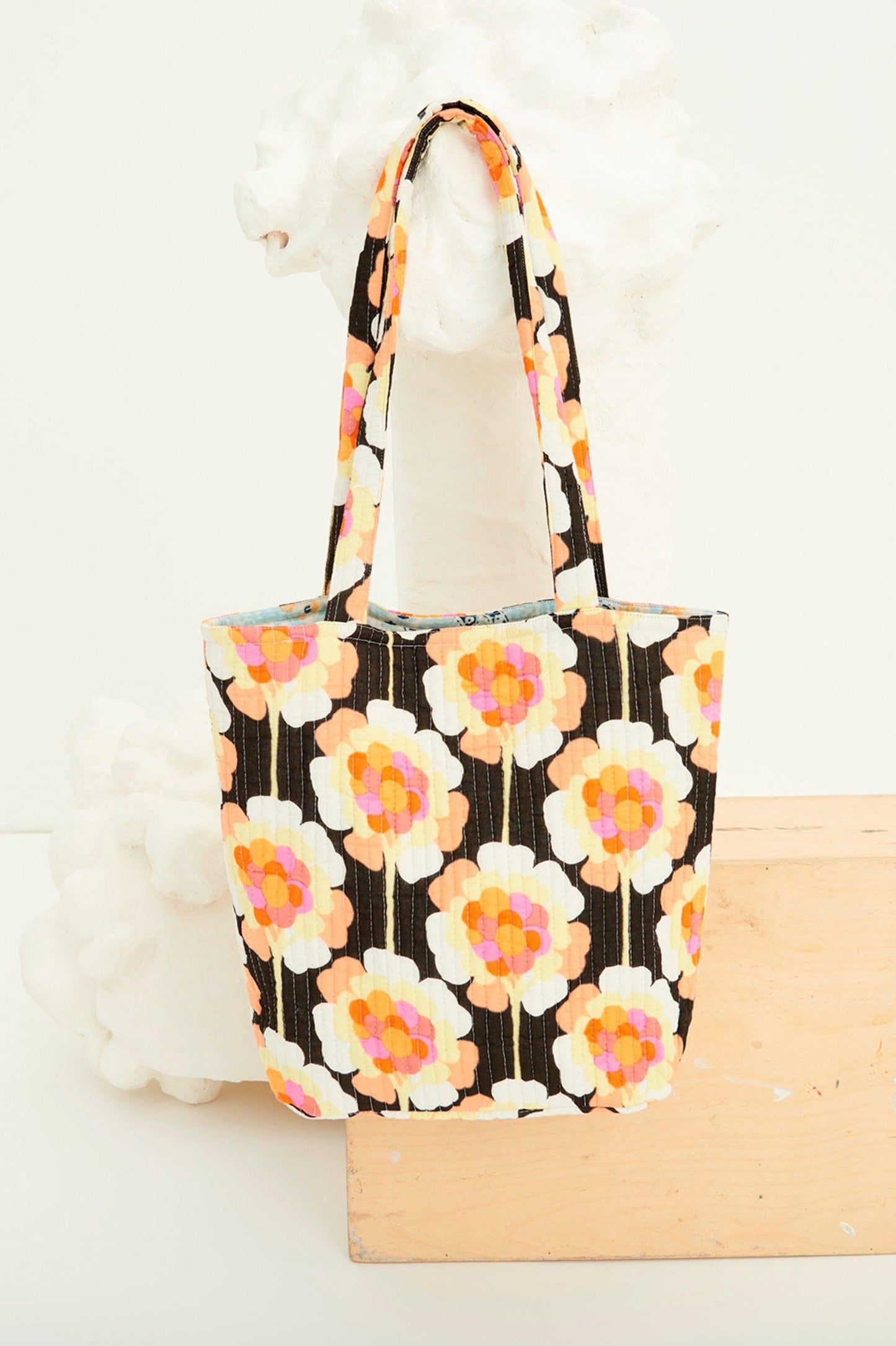 Flowy Printed Tote Bag - Brown