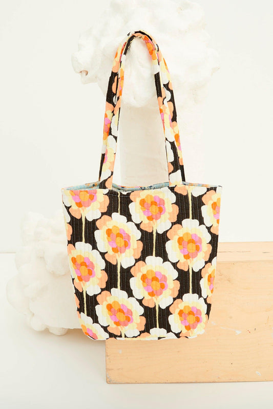 Flowy Printed Tote Bag - Brown