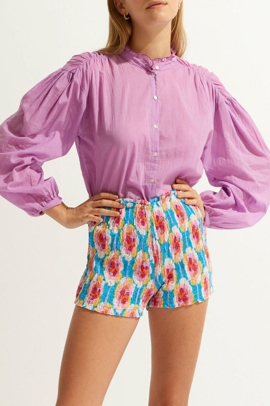 Flowy Printed Shorts - Blue