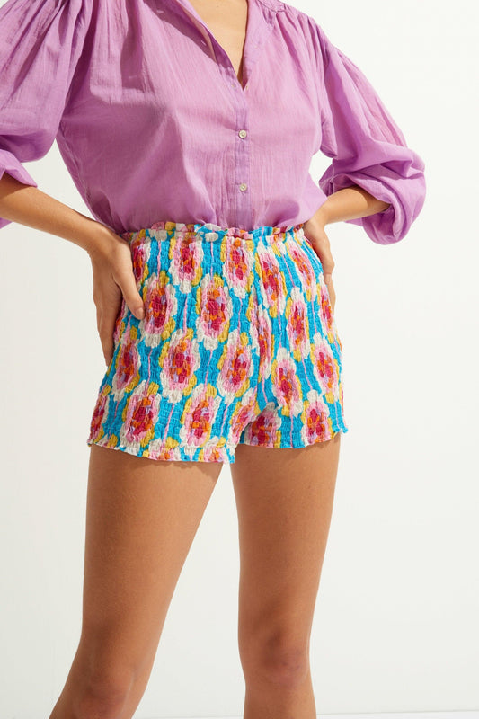 Flowy Printed Shorts - Blue