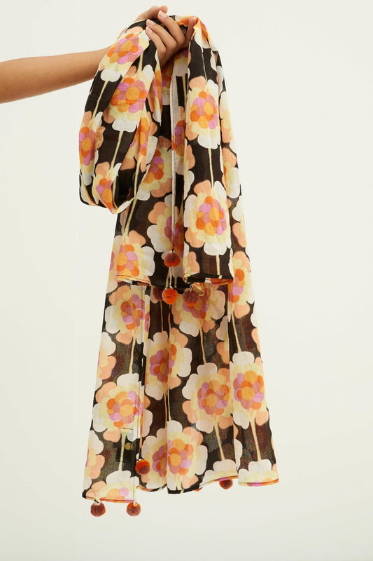 Flowy Printed Pareo - Brown