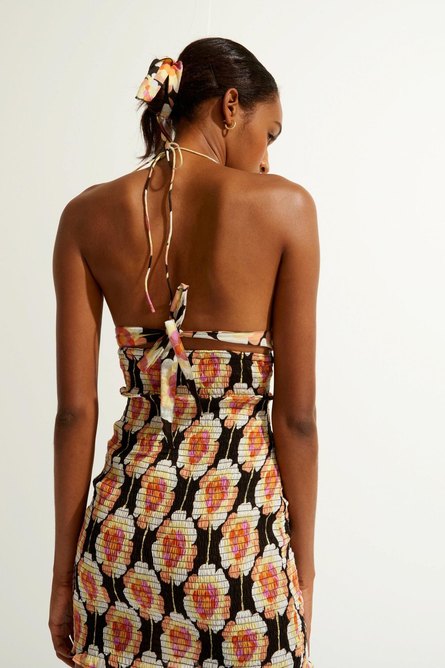 Flowy Smocked Dress - Brown