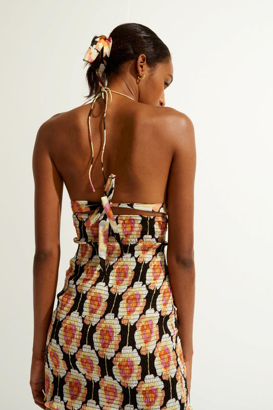 Flowy Smocked Dress - Brown