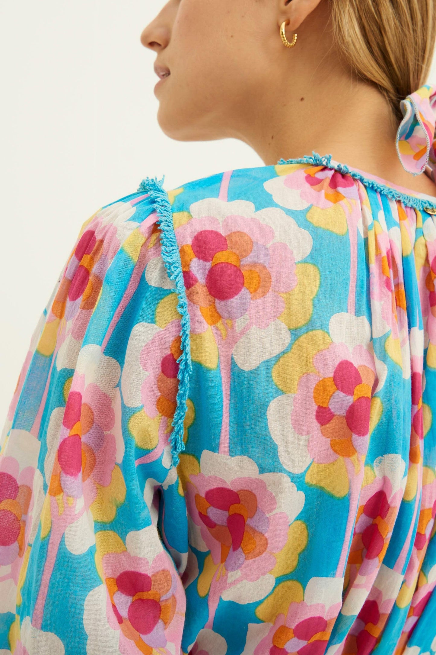 Flowy Printed Maxi Dress - Blue