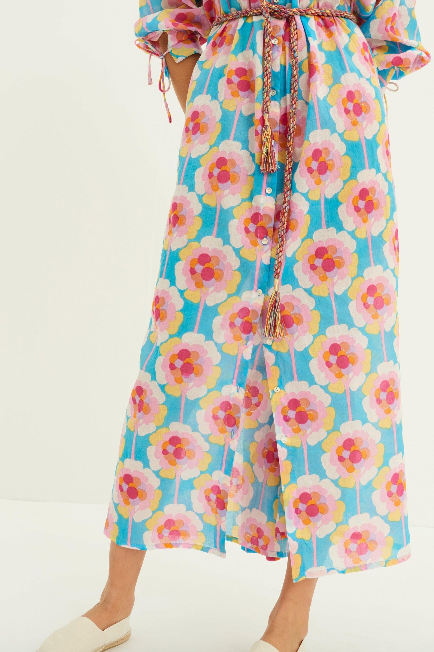 Flowy Printed Maxi Dress - Blue