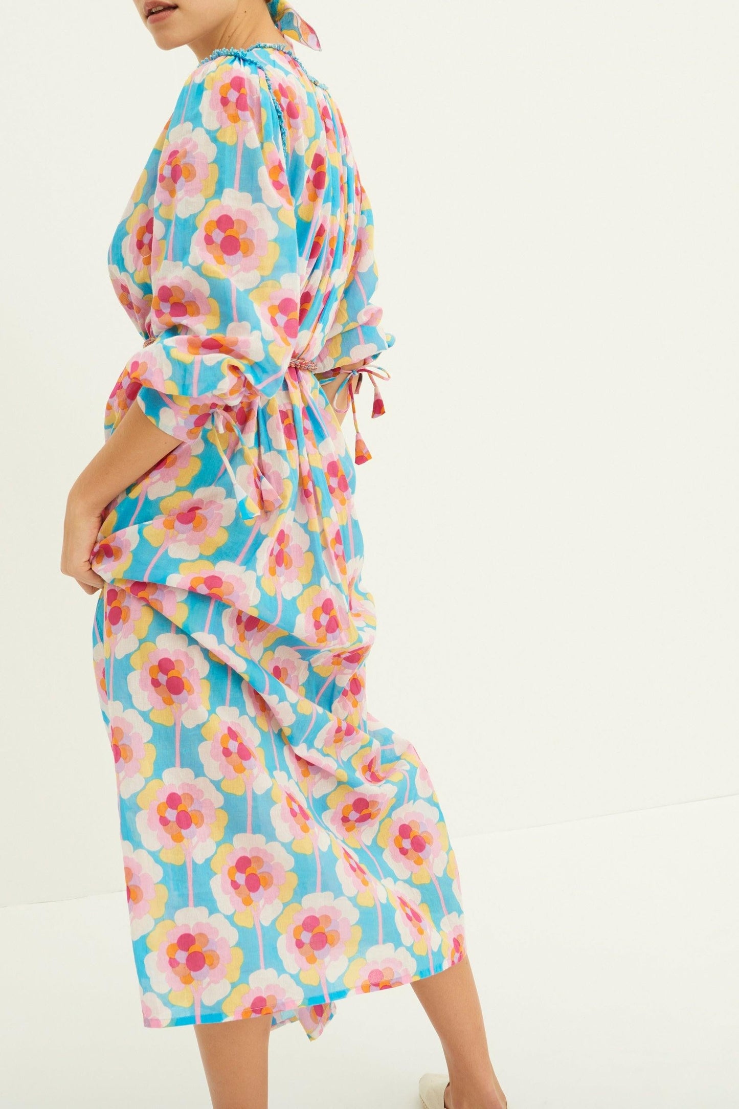 Flowy Printed Maxi Dress - Blue