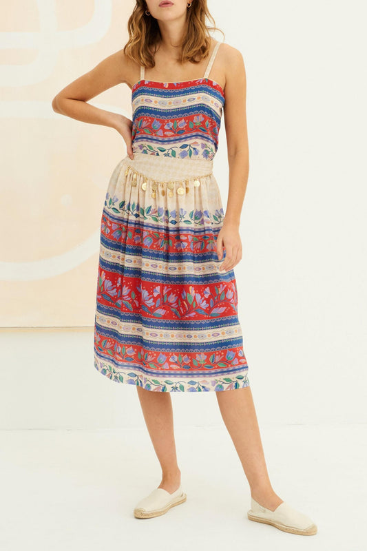 Christina Printed Silk Midi Skirt