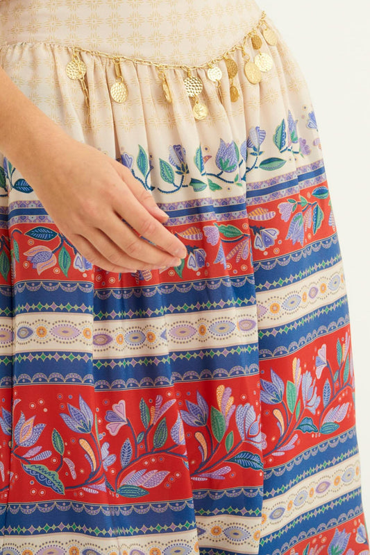 Christina Printed Silk Midi Skirt