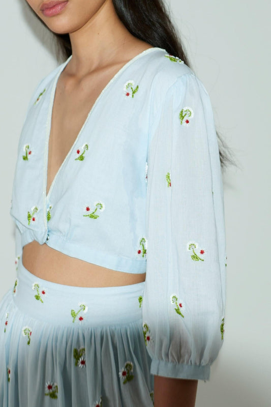 Beata Beaded Embroidered Crop Top