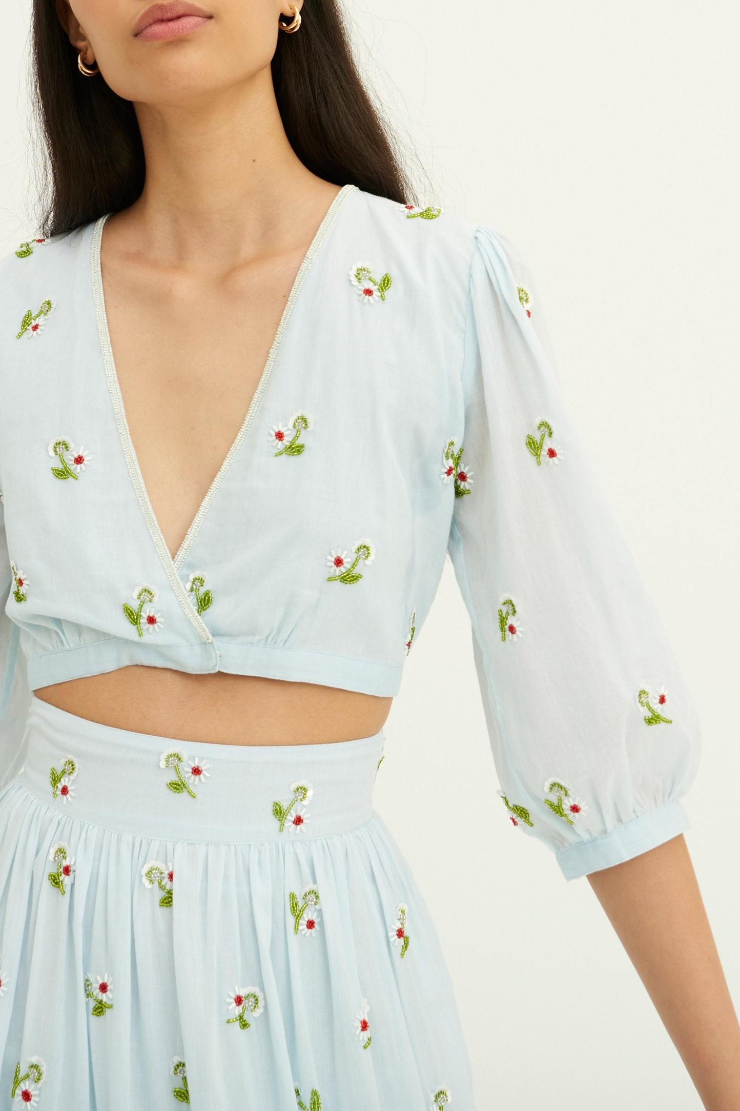 Beata Beaded Embroidered Crop Top