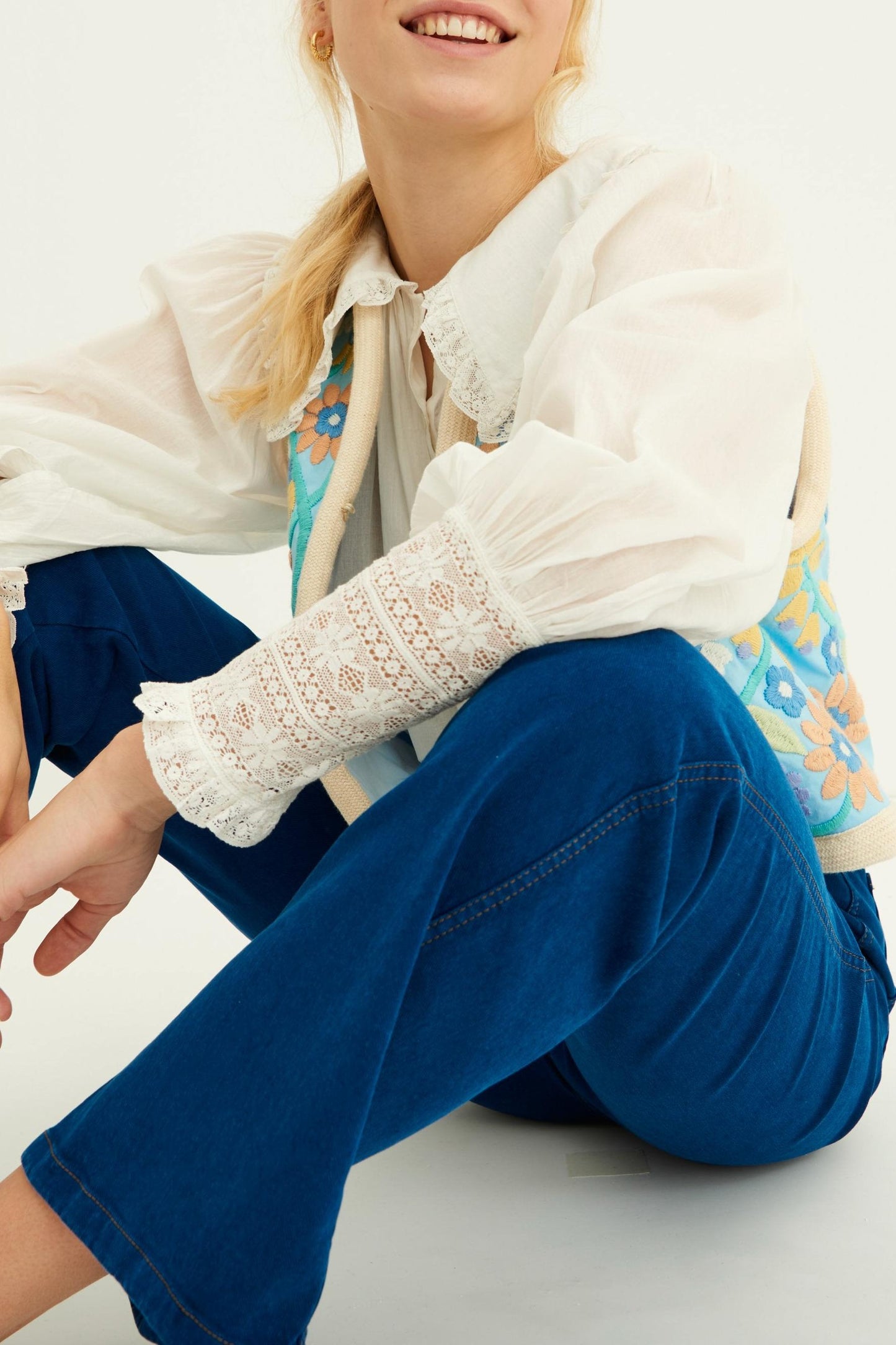 Baltazar Floral-Embroidered Sleeveless Vest