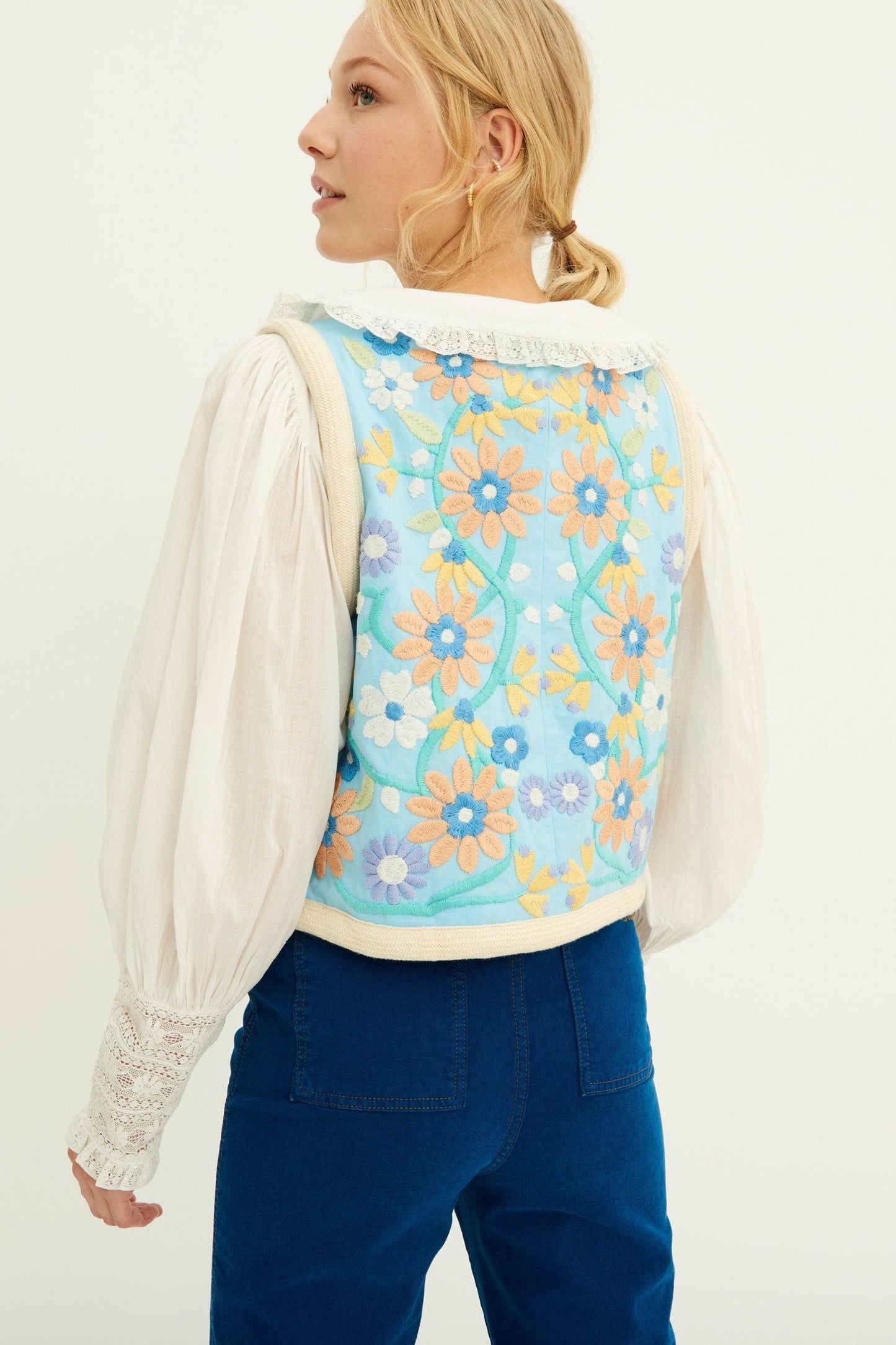 Baltazar Floral-Embroidered Sleeveless Vest