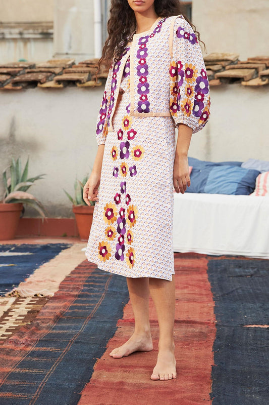 Apoline Embroidered Skirt - Peach