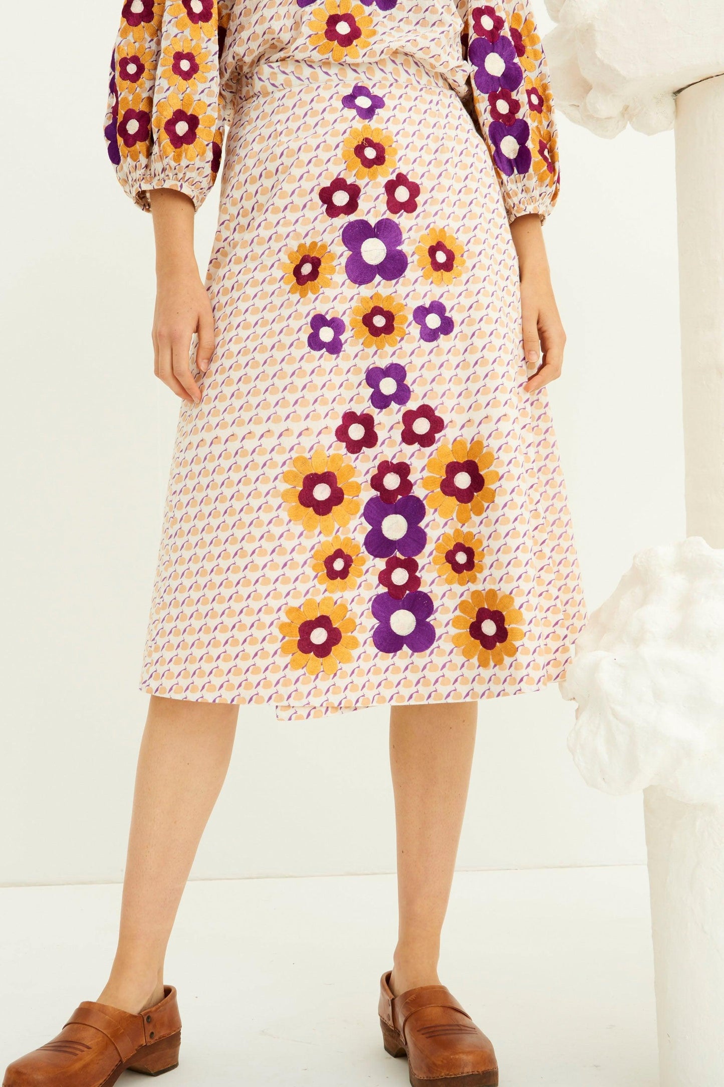 Apoline Embroidered Skirt - Peach