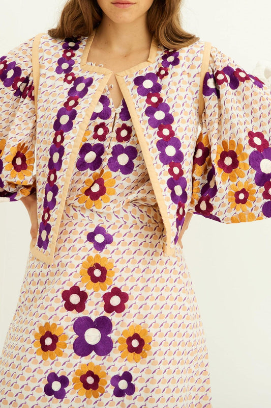 Apoline Embroidered Vest - Peach