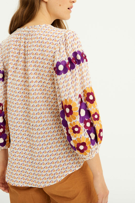 Apoline Embroidered Blouse - Peach