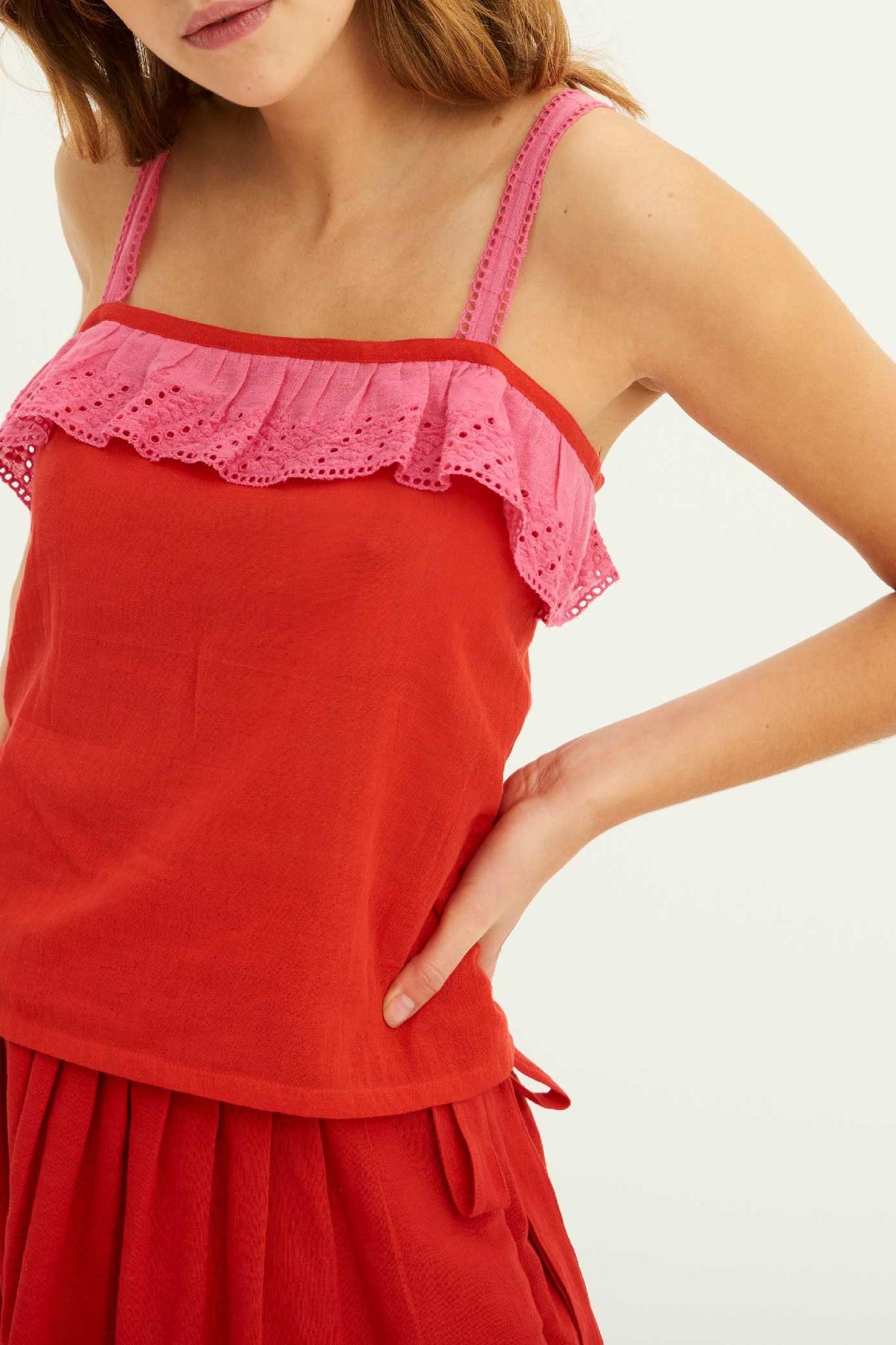 Amie Ruffled Top - Red