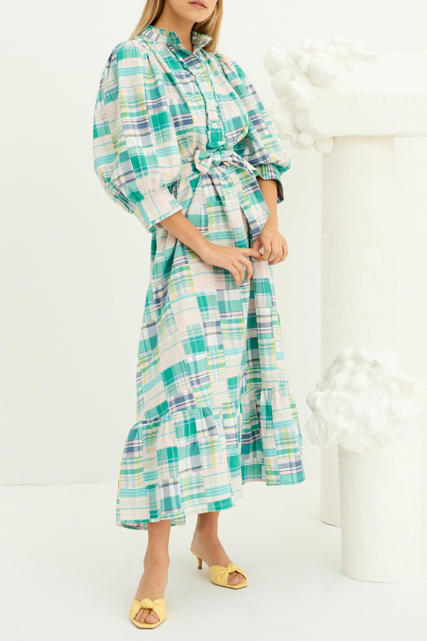 Alama Patchwork Maxi Dress - Green